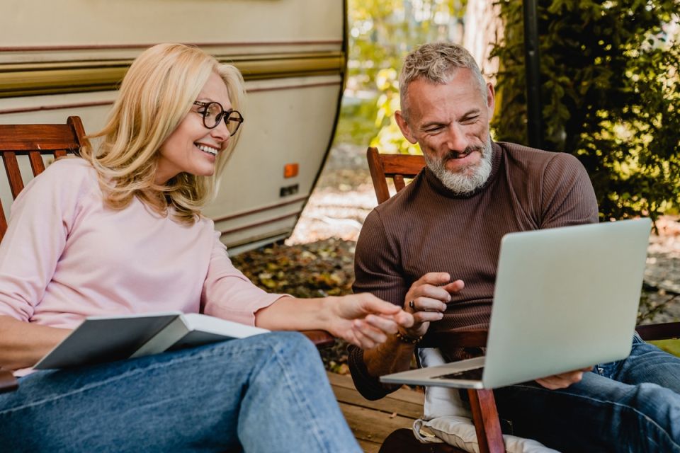 Older couple doing retirement finances